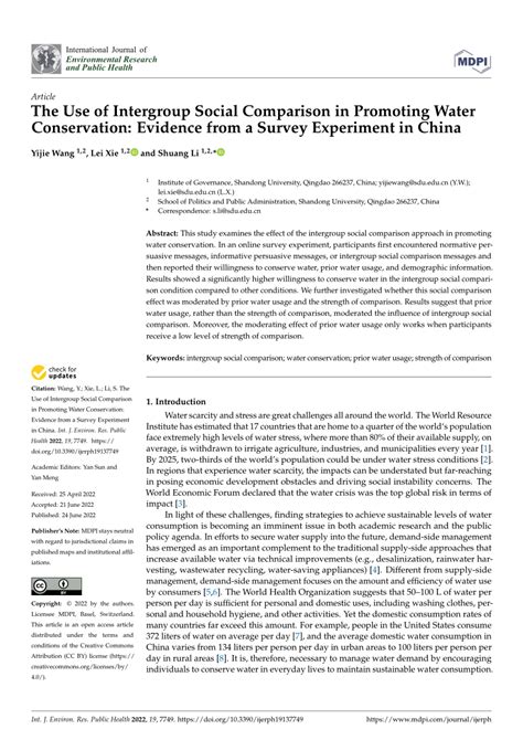 The Use of Intergroup Social Comparison in Promoting Water .
